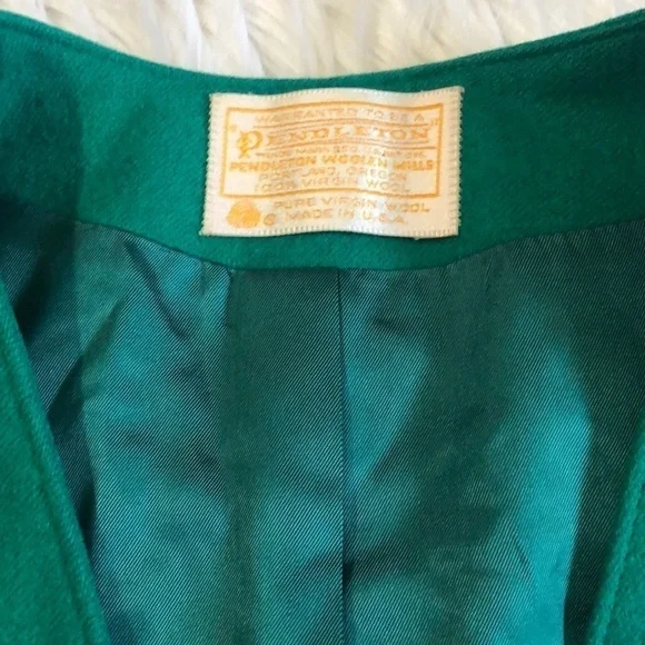Vintage Pendleton emerald green virgin wool - Picture 3 of 10